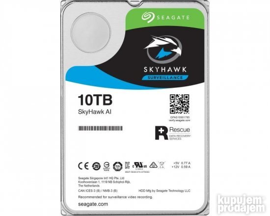 SEAGATE 10TB 3.5" 256MB ST10000VE0008 SkyHawk Surveillance