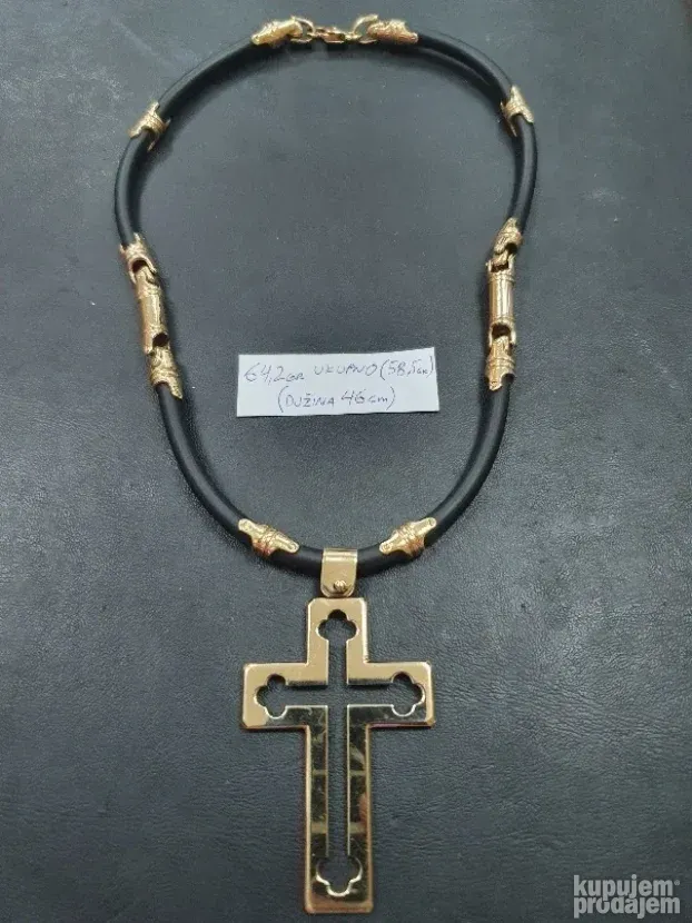 Ogrlica lanac zlato-kaucuk 14kt (NOVO)