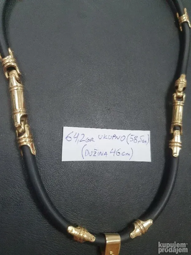 Ogrlica lanac zlato-kaucuk 14kt (NOVO)