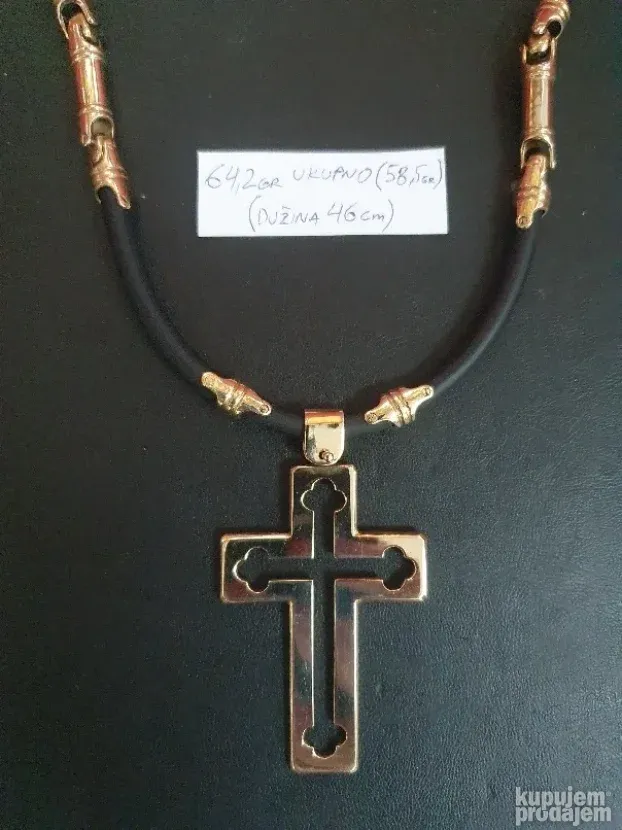Ogrlica lanac zlato-kaucuk 14kt (NOVO)