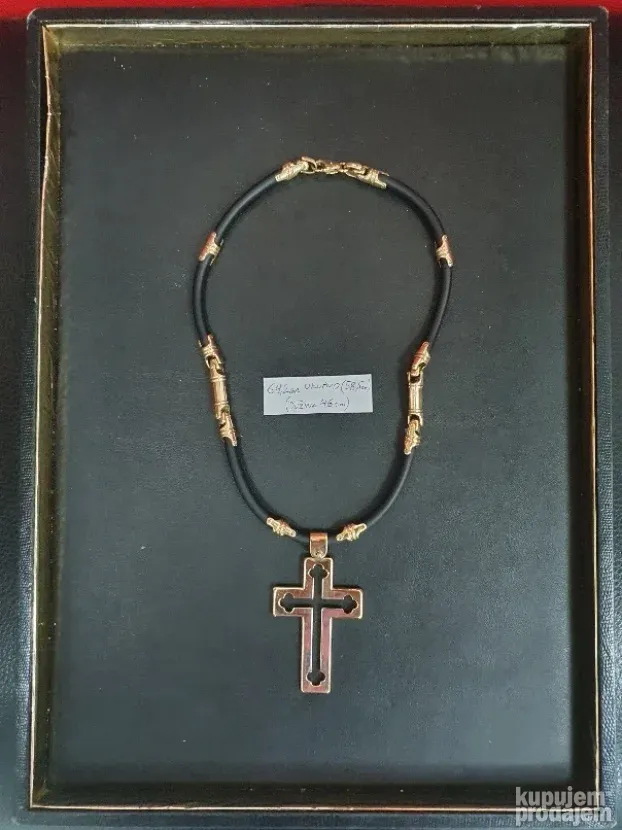 Ogrlica lanac zlato-kaucuk 14kt (NOVO)