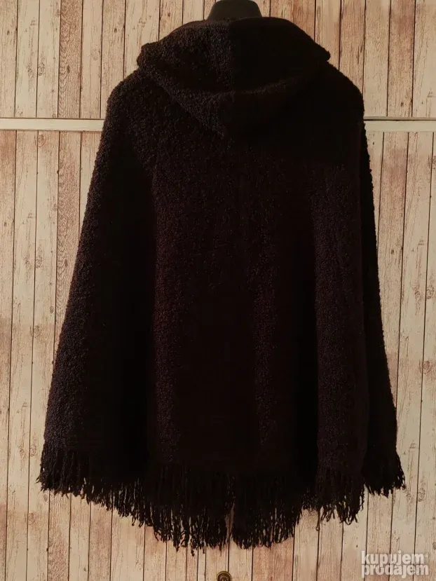 SNIŽENO! Topli mekani pončo sa kapuljačom, nov.