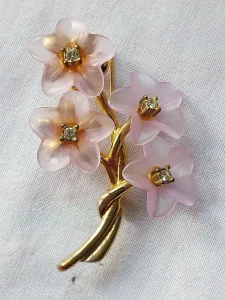 Roze cvetovi pozlata,stari broš