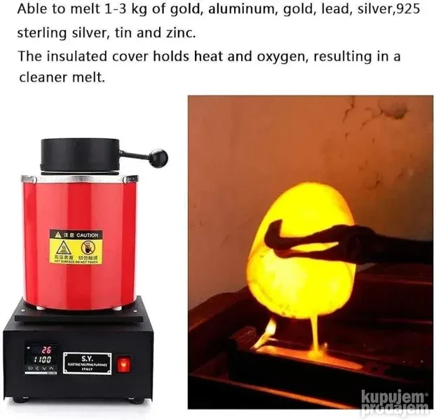 Elektricna pec za topljenje sa grafitnim loncem 3kg