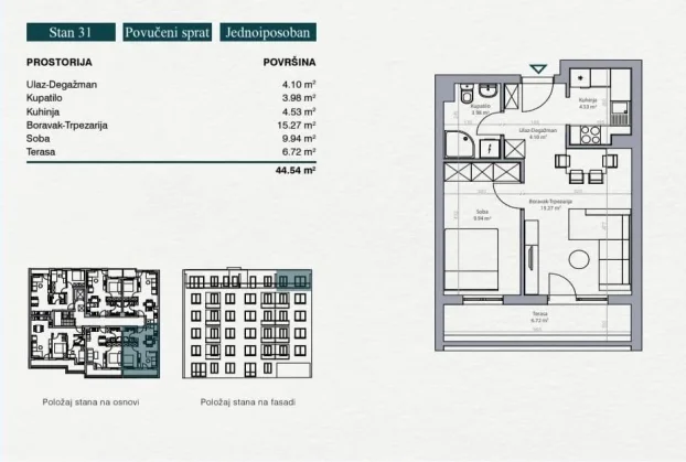 Vinogradska, Stara Bežanija, 2.0 dvosoban, 44.54 m²