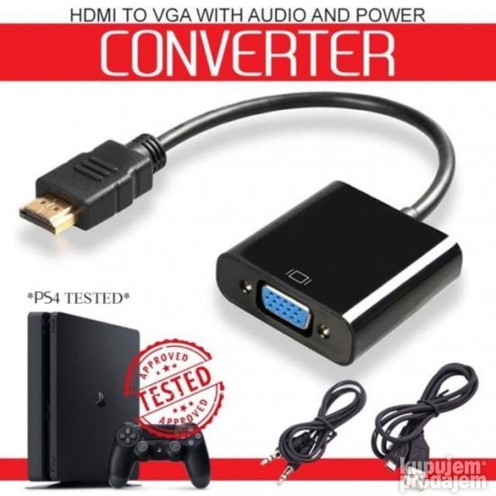 HDMI to VGA adapter PS4 ps3 sa USB napajanjem + audio prenos