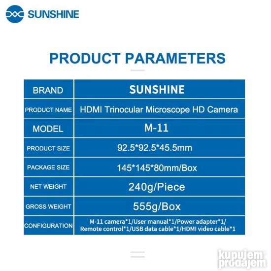 HD Kamera za mikroskop Sunshine M-11 HDMI 2K@30FPS 1080p@60F