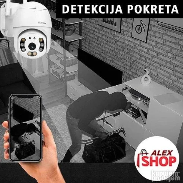 Wifi smart kamera Rotirajuća za video nadzor 8 dioda