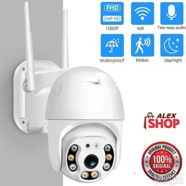 Wifi smart kamera Rotirajuća za video nadzor 8 dioda