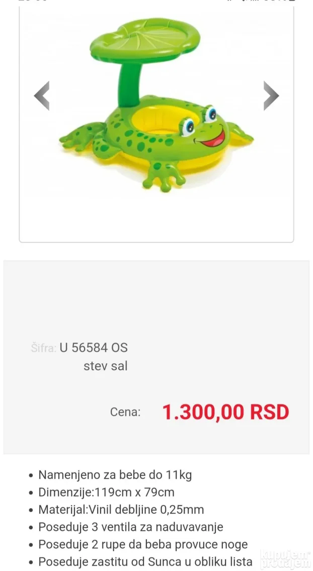Guma slauf za bebe Zaba