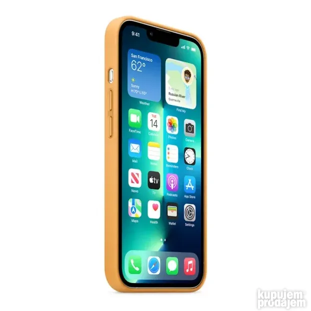 Maska Beautiful Shine Leather za iPhone 13 Pro narandzasta