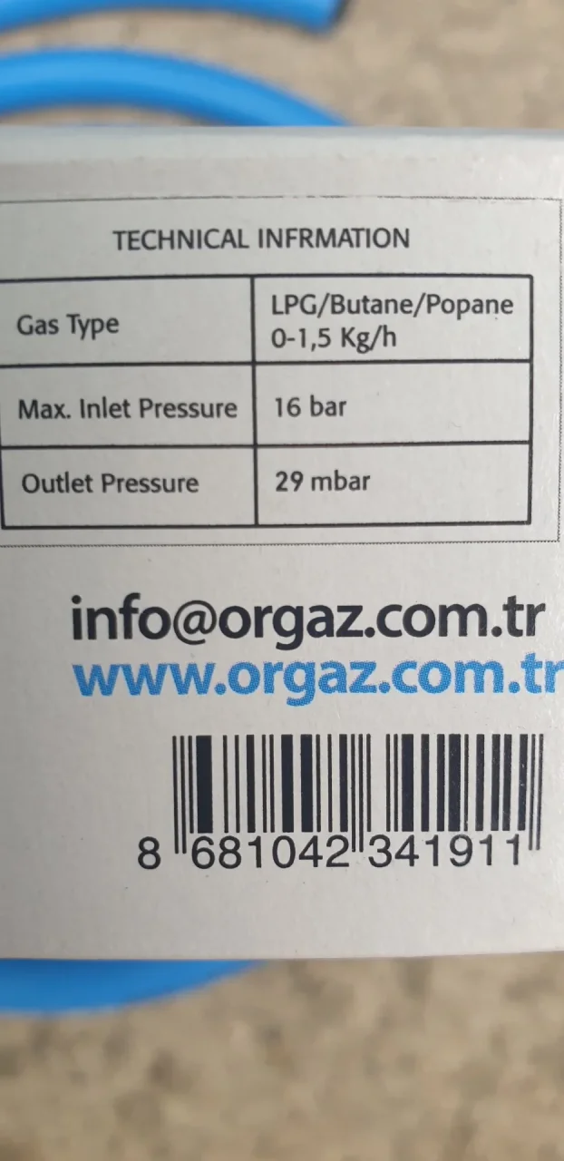 Sigurnosni ventil za plinsku bocu + crevo 1,5m + 2 šelne