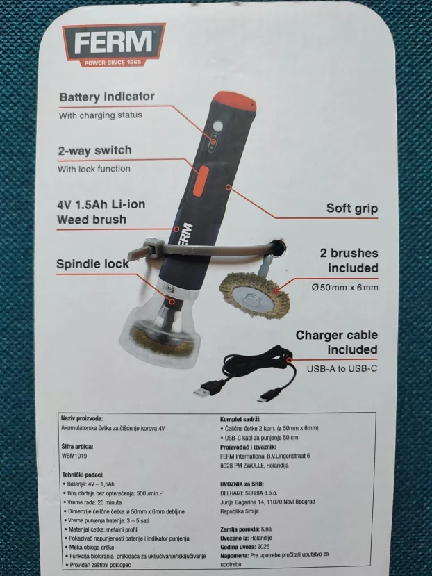 Aku brusilica cetka za uklanjanje korova ferm 2 god garancij