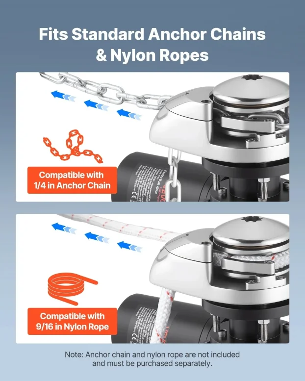 Vertikalni Ribolovni Vinč Za Sidro 600W Za Plovila 6-11m vv