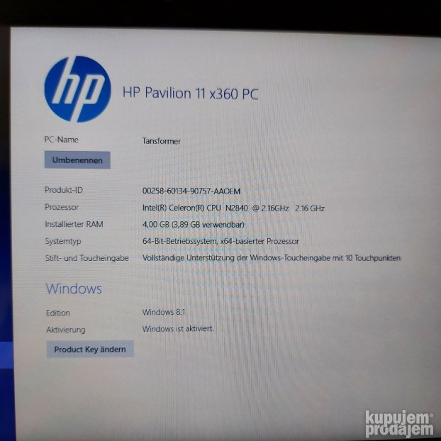 HP Pavilion 11 Transformer x360 500GB/4GB/punjac odlican
