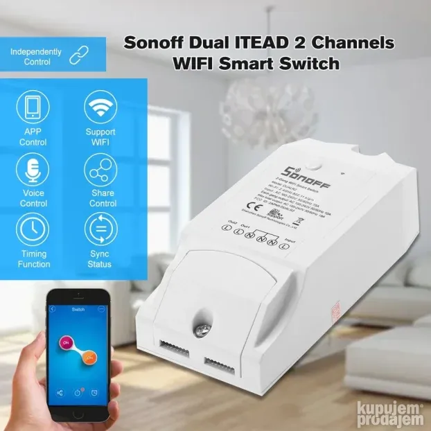 Sonoff dual wifi prekidač dupli dva releja