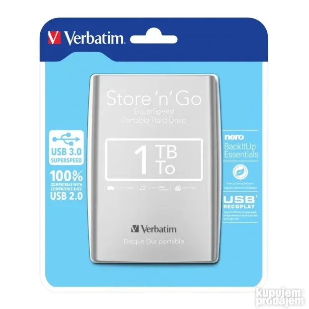 Eksterni Hard Disk VERBATIM Store n Go 1TB USB 3.0 Silver