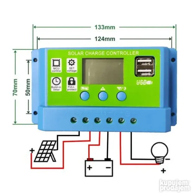 30a pwm solarni kontroler punjac regulator 12/24v auto