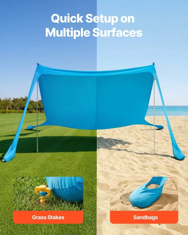 Plazni Sator Tenda Za Plazu 3,4x3,4x2m Prenosivi Sklopivi vv