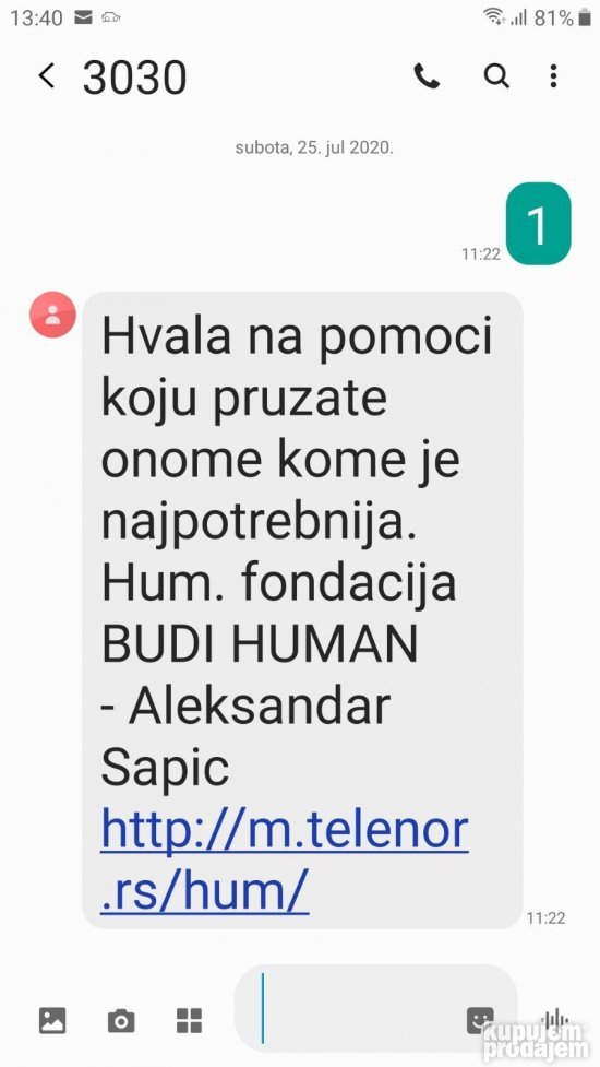BUDI HUMAN UPISI 1 POSALJITE SMS 3030 dobijateTATTOrukav2kom