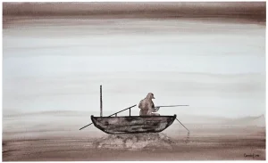 Jutro na reci 2 - Akvarel 42x26cm