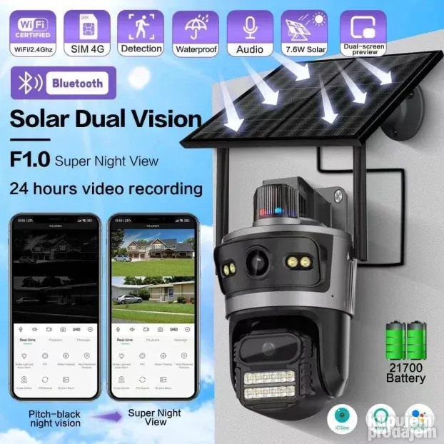 Solarna  4G kamera PTZ Video nadzor SIM kartica NOVO