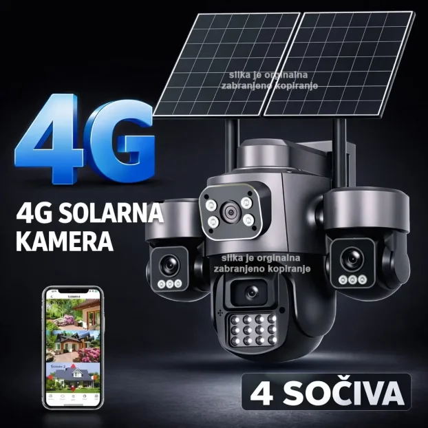 Solarna  4G kamera PTZ Video nadzor SIM kartica NOVO