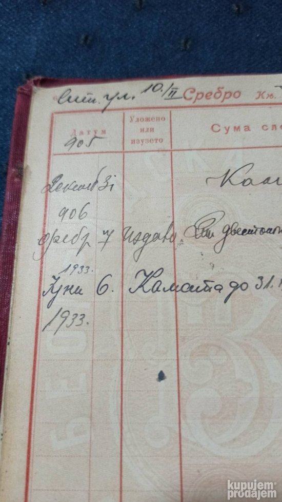 Kraljevina Srbija,srebro uložna knjiga Beogradske zadruge