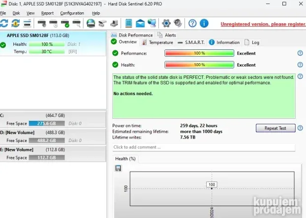 SSD 128gb za Apple Macbook Air