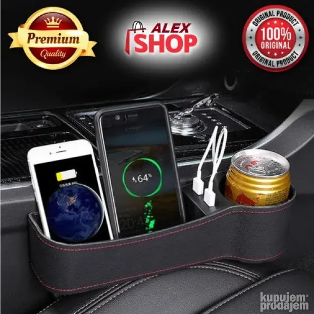Višenamenski organizer za auto sa 2 USB ulaza za punjenje