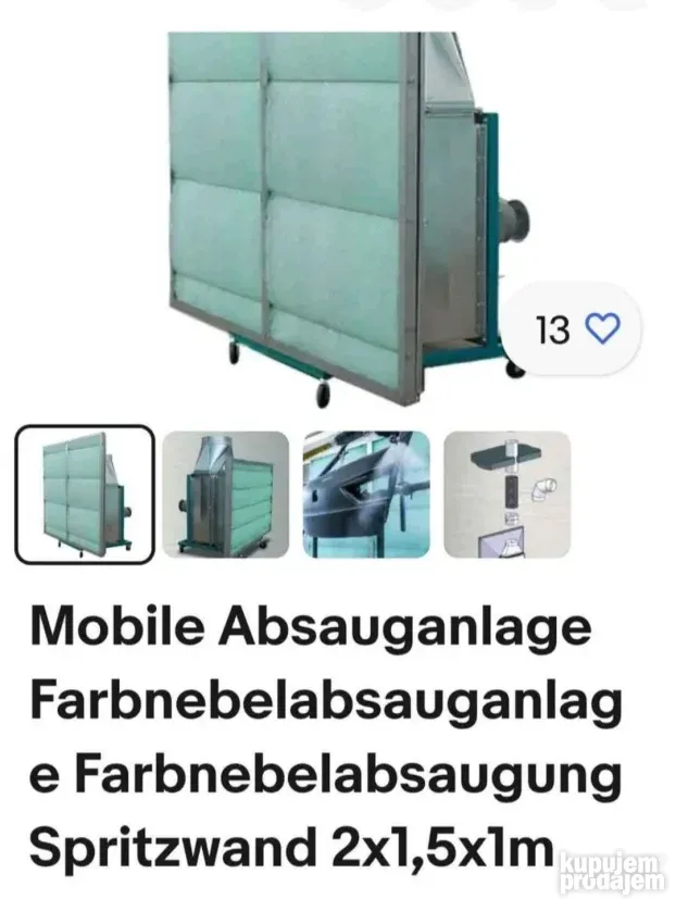 Mobilna komora za farbanje usisivac flama