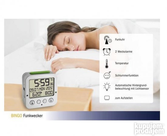 Sat Radio+Datum+Alarm TFA Srebrni