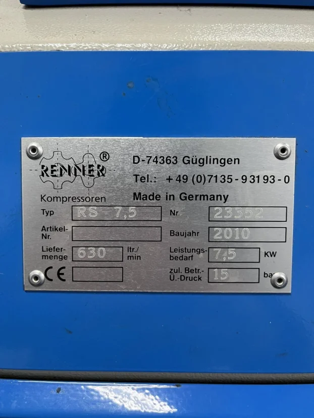 Vijacni kompresor Renner 7,5kw. 15 bara.