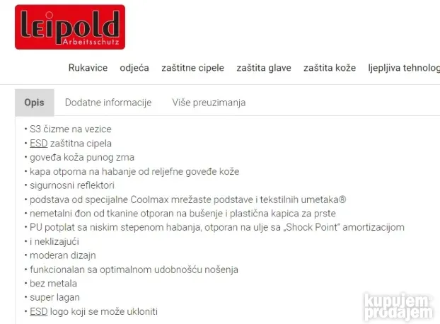 Leipold S3 radna čizma cipela HTZ Germany broj 47 novo