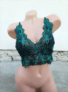 Crno Zeleni Grudnjak od Čipke 3XL