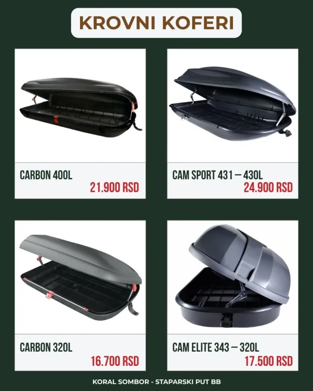 Krovni nosači i koferi za automobil-Akcija već od 2.400