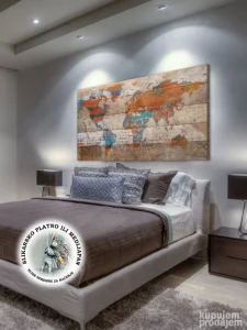 Slike na kanvasu Mapa Karta Sveta Dimenzija po želji