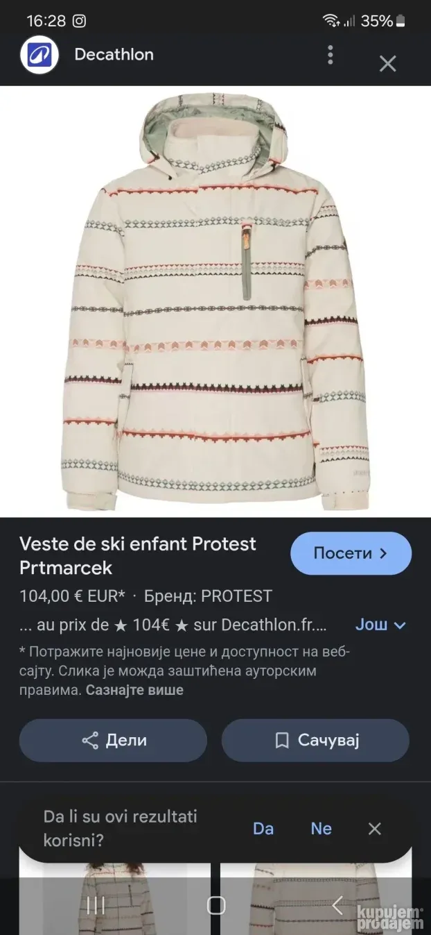 Ski kompet jakna Protest10k vel 128 i pantalone Roxy