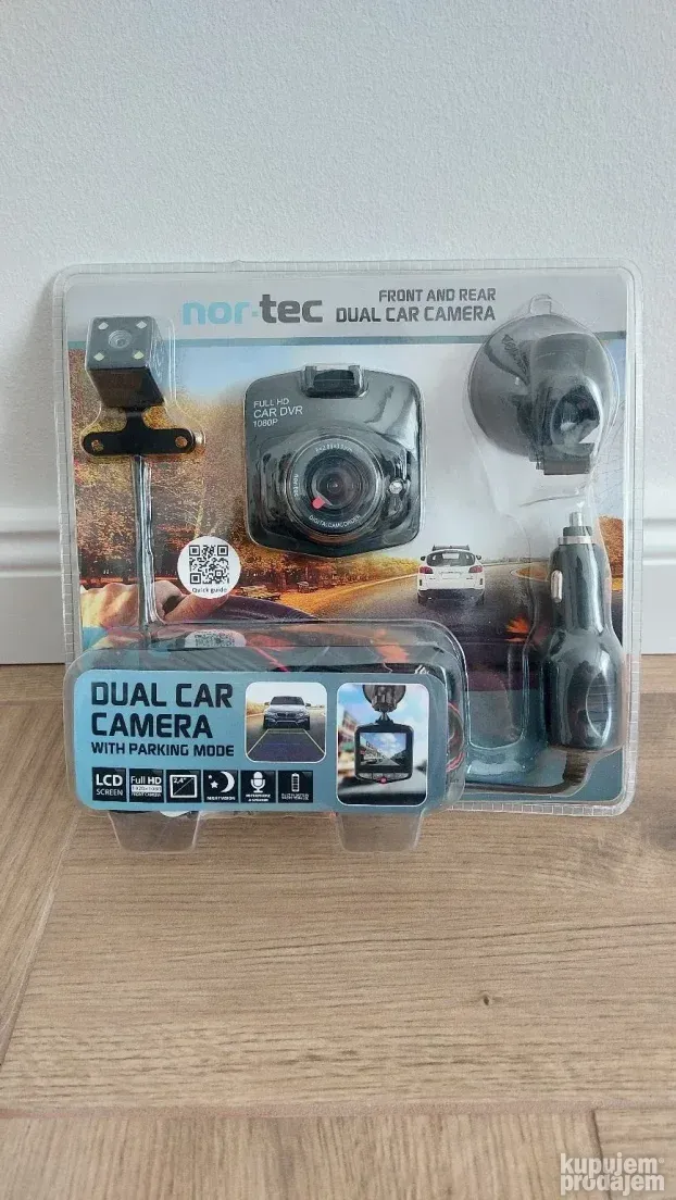 Dual car camera with parking mode