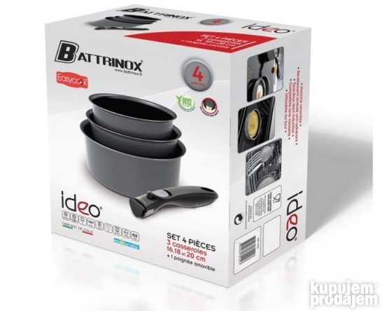 Set 3 Serpe + Uklonljiva Drska Battrinox Ideo Siva