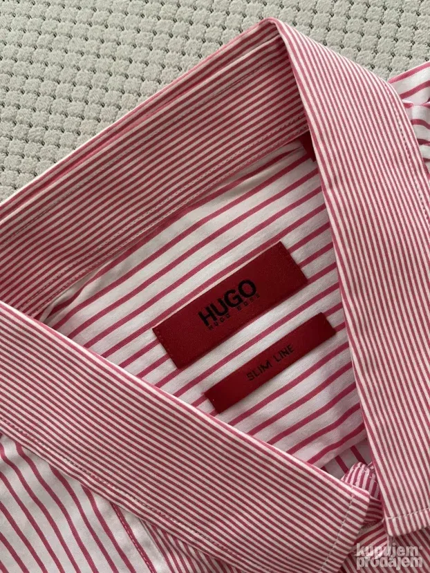 Roze kosulja sa prugama (M) Hugo Boss Slim Fit