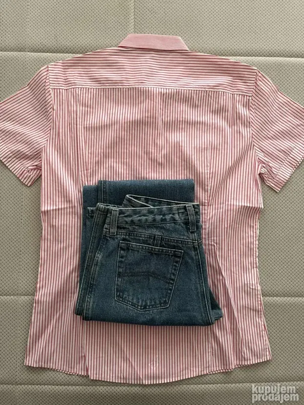 Roze kosulja sa prugama (M) Hugo Boss Slim Fit