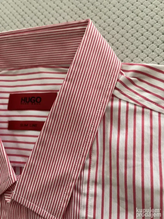Roze kosulja sa prugama (M) Hugo Boss Slim Fit