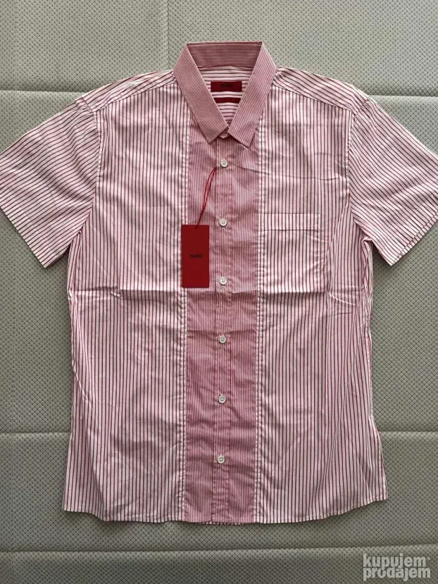 Roze kosulja sa prugama (M) Hugo Boss Slim Fit