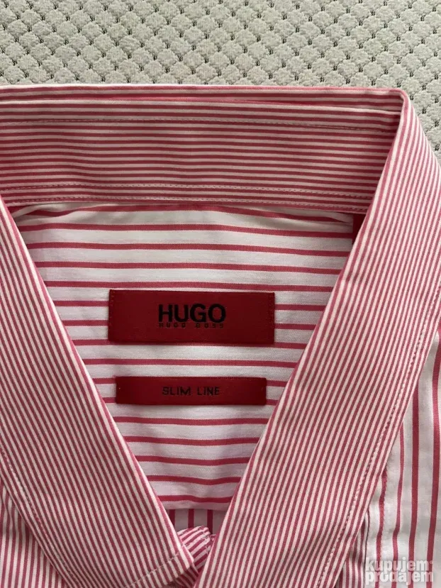 Roze kosulja sa prugama (M) Hugo Boss Slim Fit