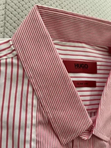 Roze kosulja sa prugama (M) Hugo Boss Slim Fit