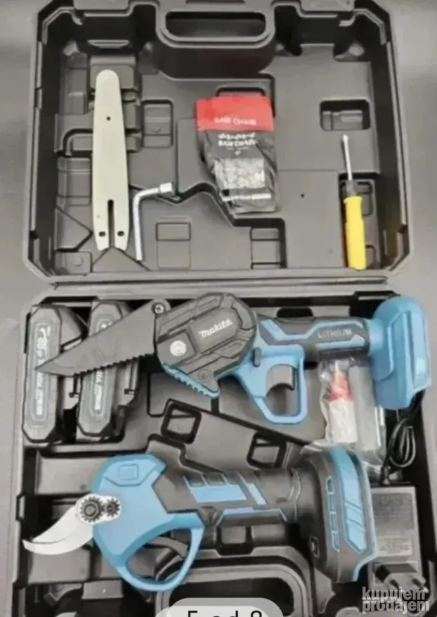 Testera aku i makaze u setu punjac kofer2 baterija128v-6500d