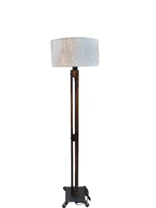Podna lampa tamno drvo/krem RUSTIK 105