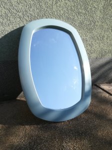 Vintage Blue Plastic Oval Mirror